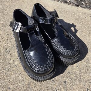 Demonia Black Platform Shoes with Buckle